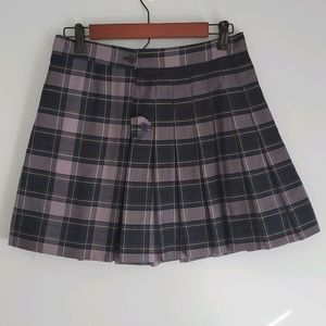 Vintage Mini Skirt School Girl Plaid Wrap-Around